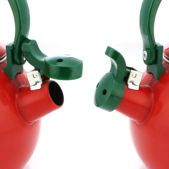 Enamel on Steel Whistling Tea Kettle, Stovetop Teakettle (1.6 Quart, Apple) - Picture 4 of 9